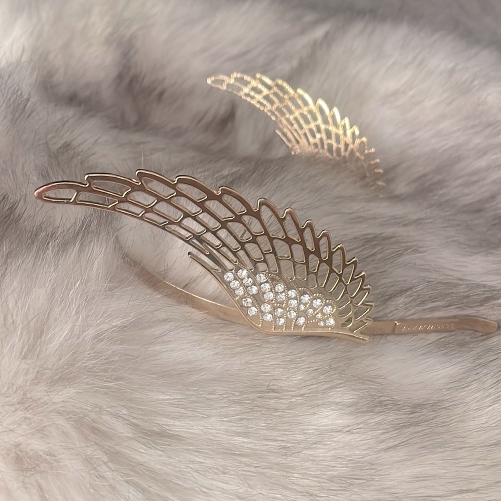 Golden Wing Headband with Crystal Embellishment.